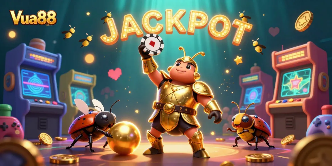 Experience the excitement of Vua88 with a vibrant 3D illustration showcasing the thrill of gambling.