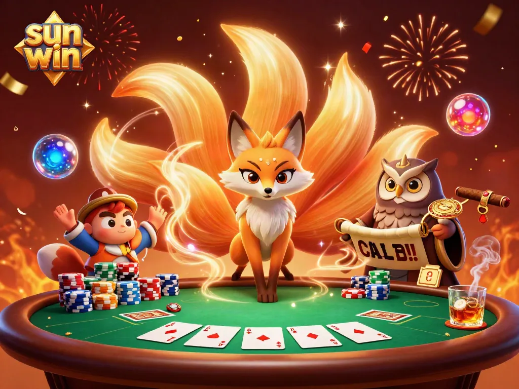 Experience the vibrant thrills of sun win at this dynamic poker scene, featuring winning poker hands and radiant spirits!
