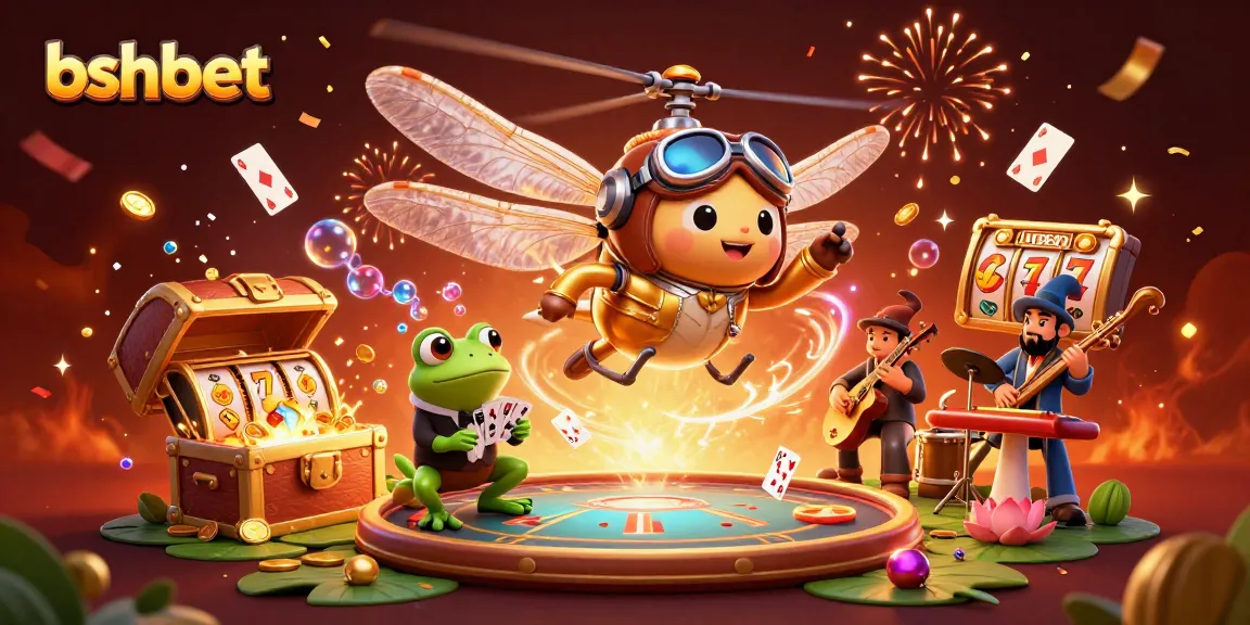 Experience the thrill of bshbet with lively casino themes and exciting gameplay in this vibrant illustration.