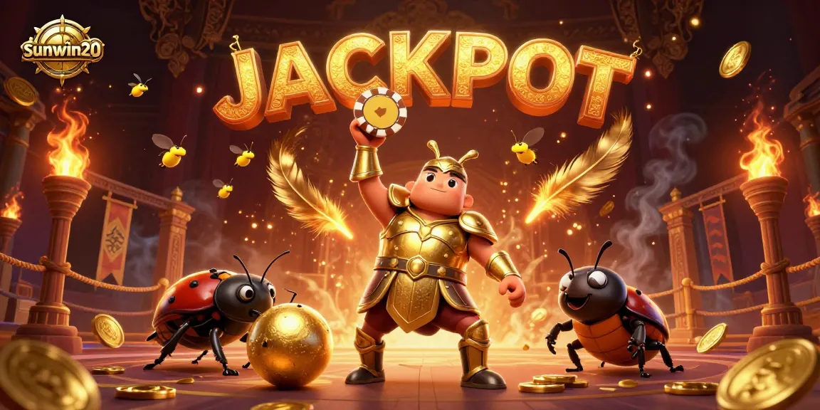 Engage in thrilling games at sunwin20 with vibrant 3D characters celebrating a jackpot night.