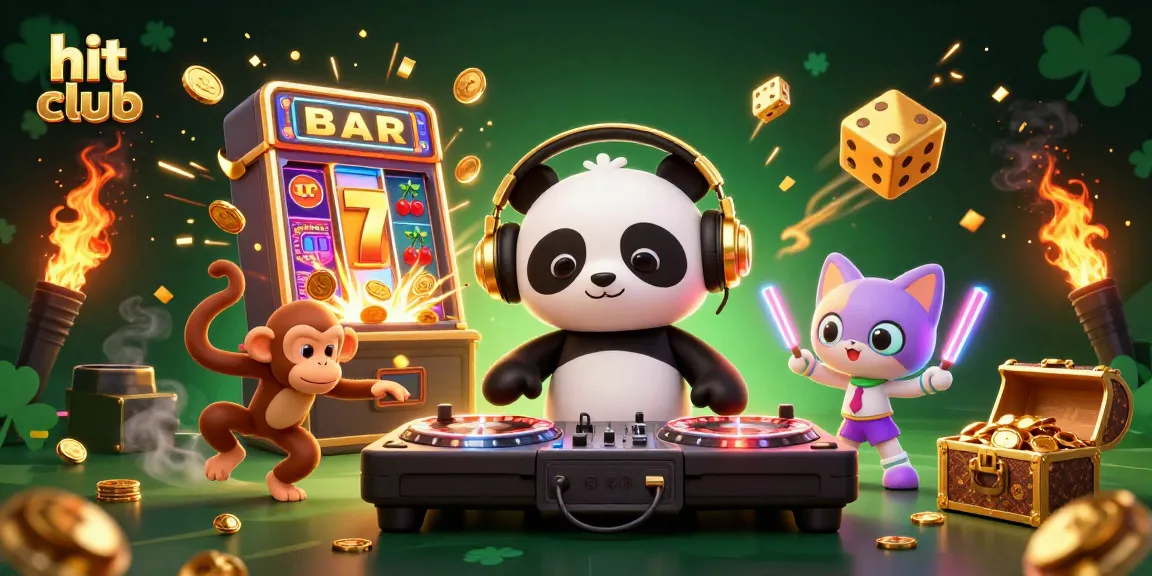 Experience high-energy excitement at hit club with lively DJ panda, dancing monkey, and glowing kitten.