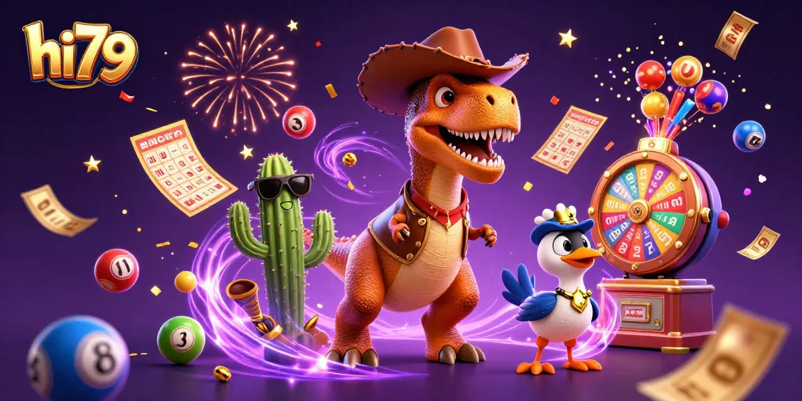 Engage in thrilling lottery action with hi79, featuring vibrant balls and lively characters.