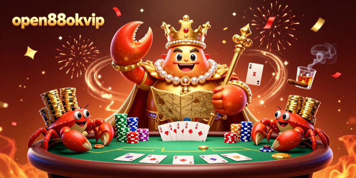 Enhance your luck at open88okvip with a vibrant 3D casino scene featuring a golden crab emperor.