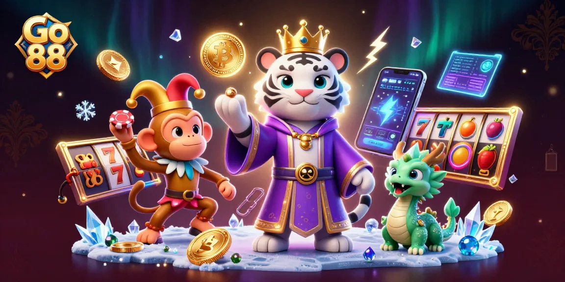 Experience the vibrant action at Go 88 with a majestic tiger, playful monkey, and dynamic slot elements!