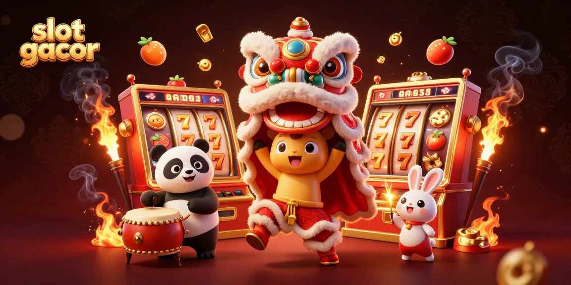 Engage with slot gacor in a vibrant 3D illustration featuring lively characters and dynamic slot elements.