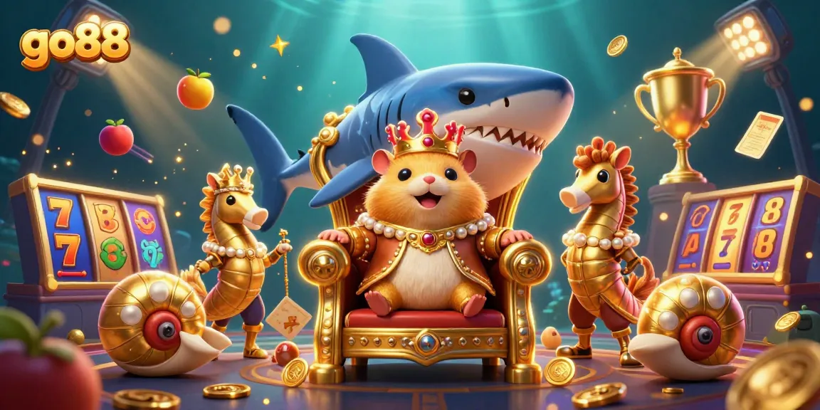 Experience the thrilling jackpots and gaming fun at go88 with this vibrant underwater 3D illustration.
