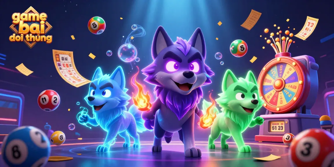 Experience game bai doi thuong with dynamic 3D cartoon wolves and vibrant gaming elements.