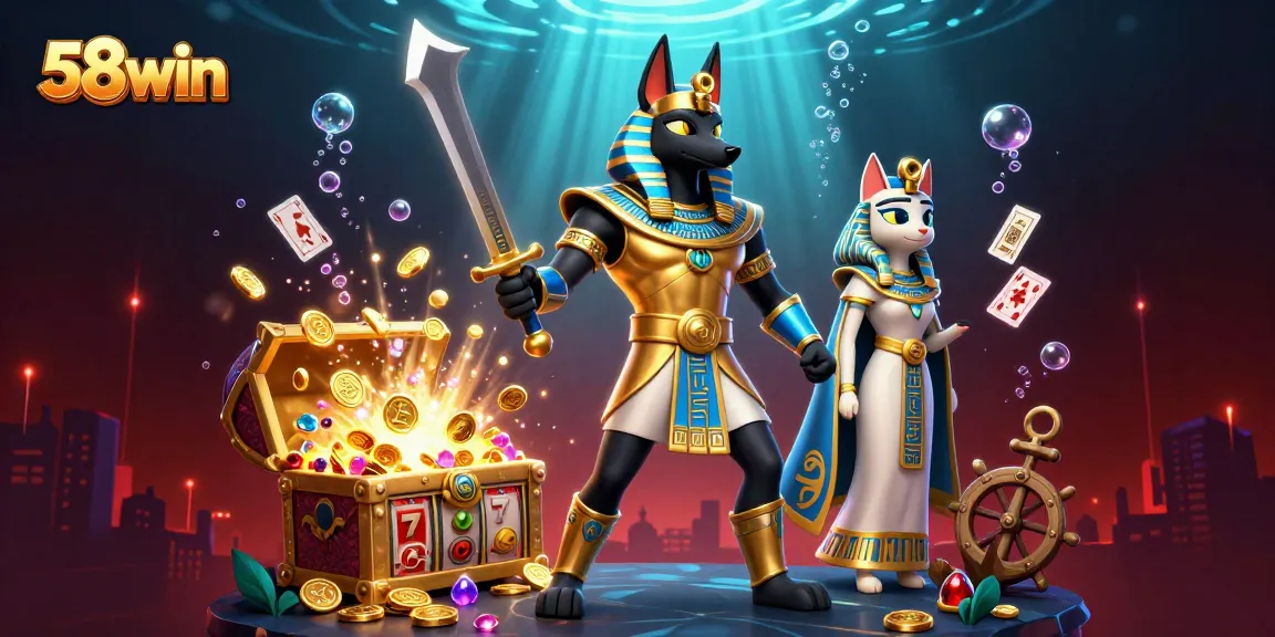 Engage with 58win's digital casino world featuring ancient Egyptian themes and vibrant gaming elements.