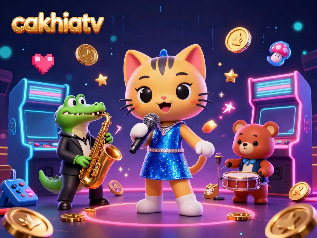 Watch the vibrant cakhiatv scene featuring a jazz-singer cat and lively casino elements in a dynamic atmosphere.