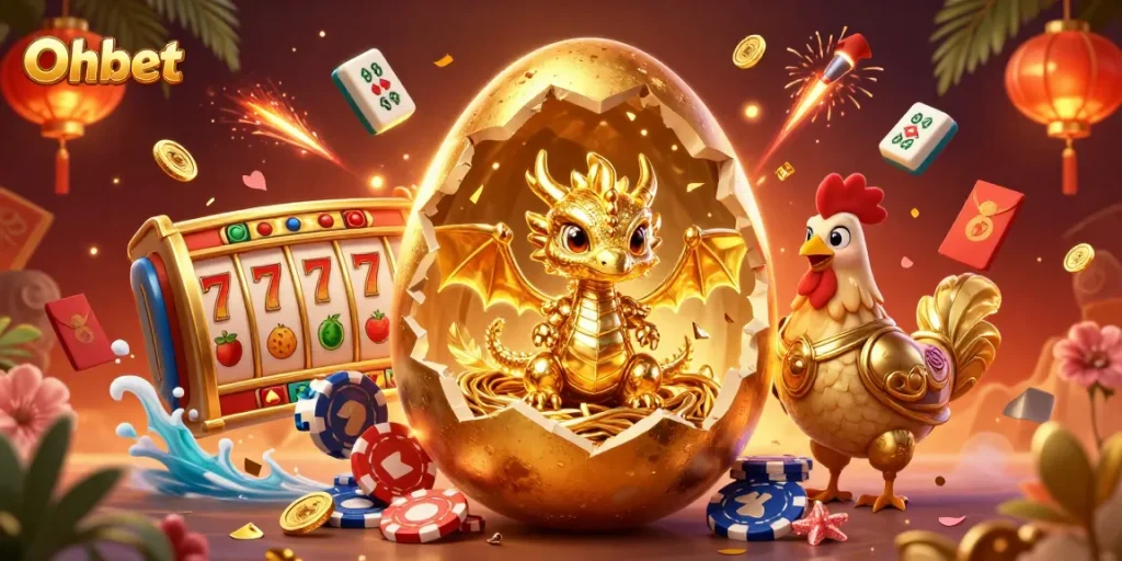 Engage with thrilling Oxbet casino adventures in this vibrant 3D illustration featuring golden elements and festive symbols.