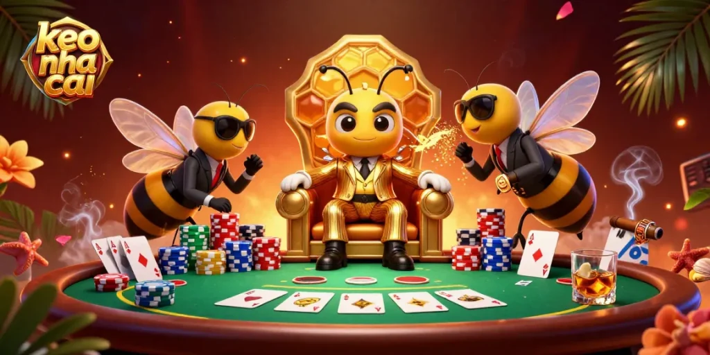 Engage with keo nha cai as a 3D mob boss commands poker chips and games in a vibrant, dynamic scene.