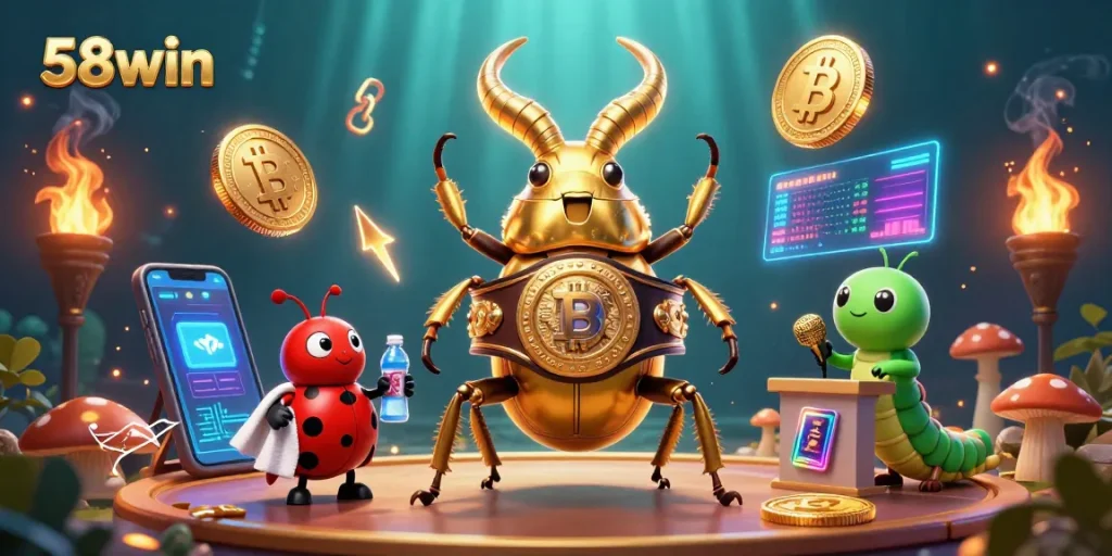 Experience 58win's dynamic gaming scene with exciting characters and vibrant casino elements.
